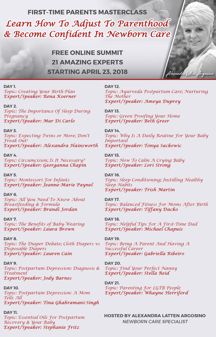 Speaker Line-up for the First-Time Parents Masterclass, April 23 - May13