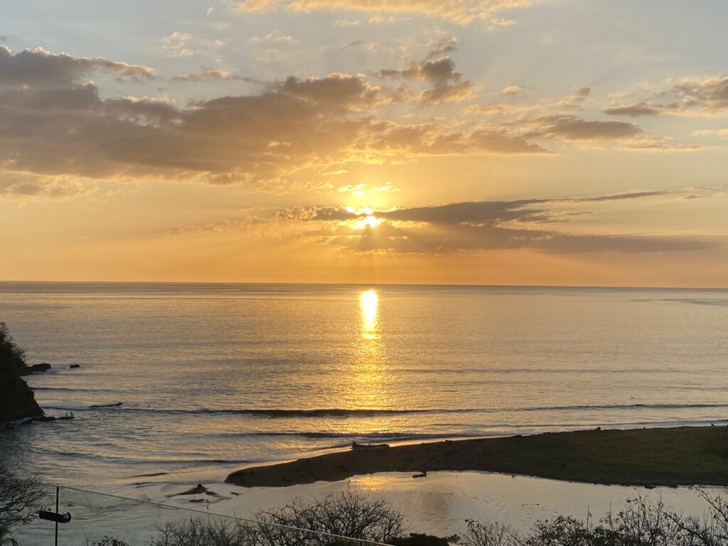 Costa Rica Sunset over the beach and water